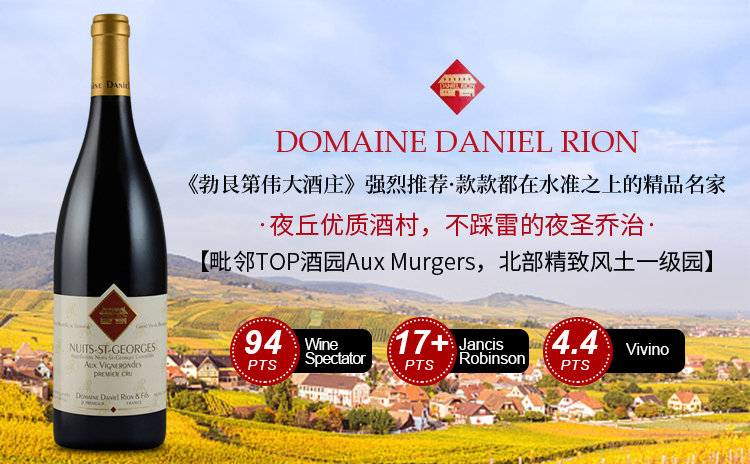 【国均8折!勃艮第传统名家Rion,绝版高分一级园黑皮诺】Domaine Daniel Rion & Fils Nuits St Georges 1er Cru Aux Vignerondes 2017